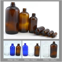 250ml 500ml 1000ml Boston Bottle Liquid Glass Transparent Bottle/Dark Brown Bottle/Blue Bottle with Dropper/Essential Oil Bottle